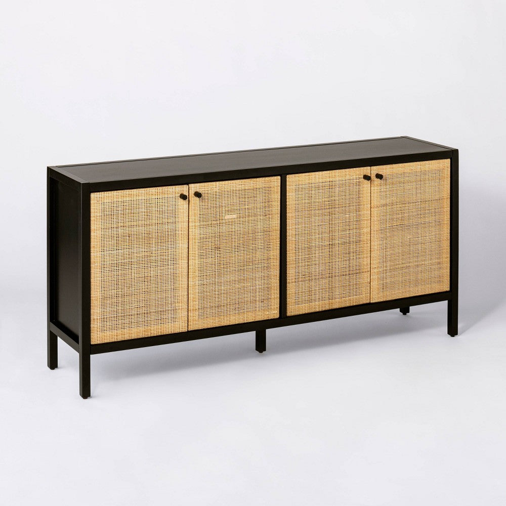 Springville Caned Door TV Stand for TVs up to 60" Black - Threshold™ designed with Studio McGee (LOCAL PICKUP ONLY)