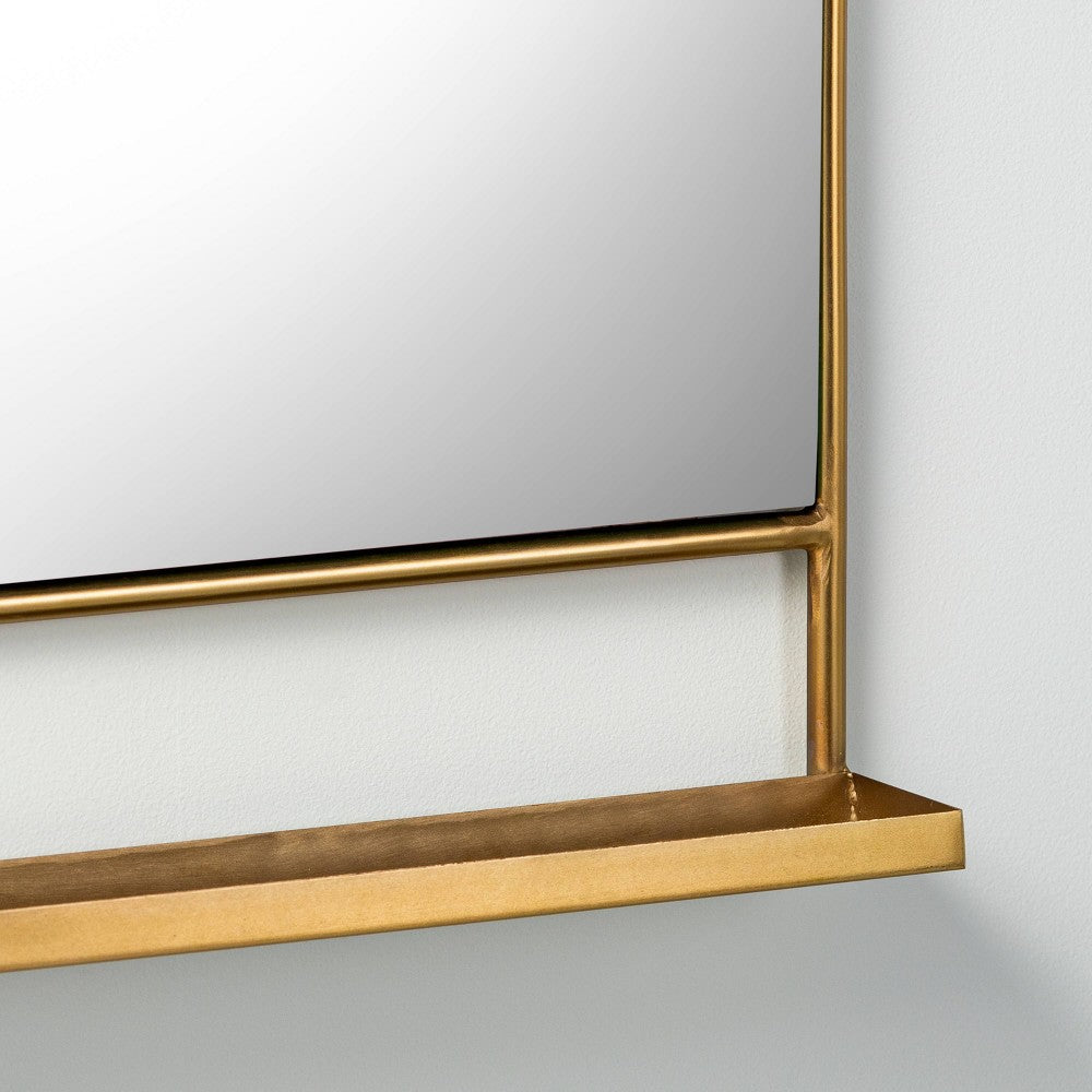 Arched Metal Frame Mirror with Shelf Brass Finish - Hearth & Hand with Magnolia (LOCAL PICKUP ONLY)