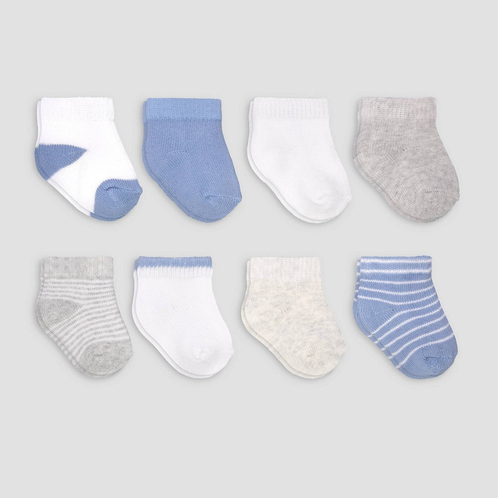 Carter's Just One You 8pk Baby Boys' Ankle B Basic Terry Socks - 3-12M