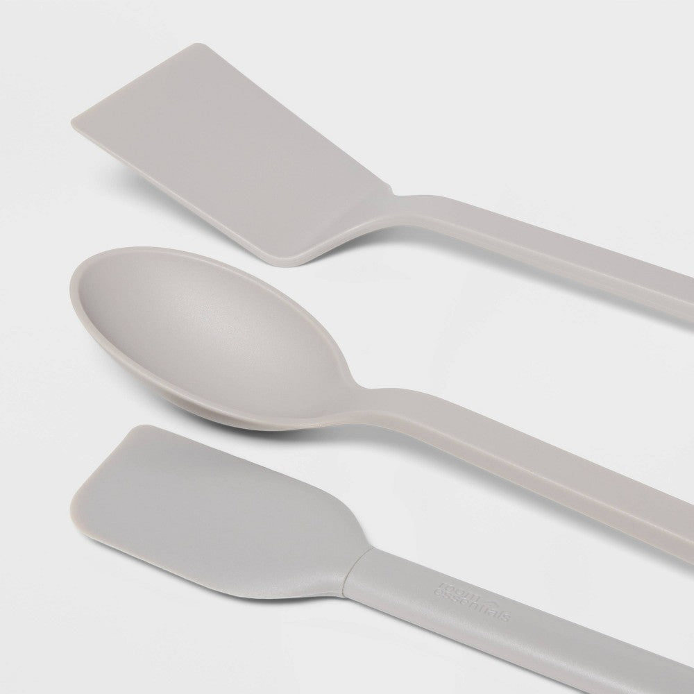 3pc Nylon Kitchen Utensil Set Turner Spoon Spatula Gray - Room Essentials