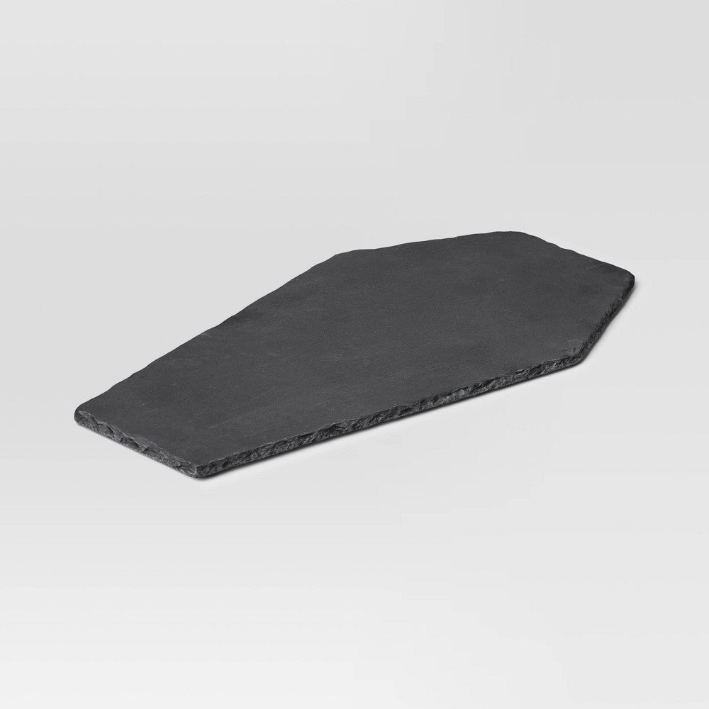 10"x18.07" Halloween Slate Coffin Serve Board Black - Threshold