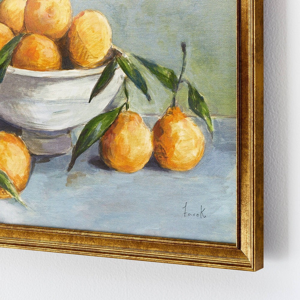 18" x 14" Citrus Harvest Framed Wall Canvas Antique Gold - Threshold designed with Studio McGee