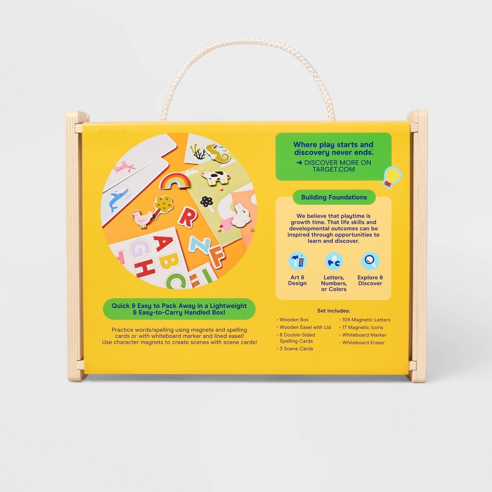 Magnetic Easel & Letters Set - 136pc - Gigglescape: Educational Toddler Activity, Letter Magnets, Creativity Focus