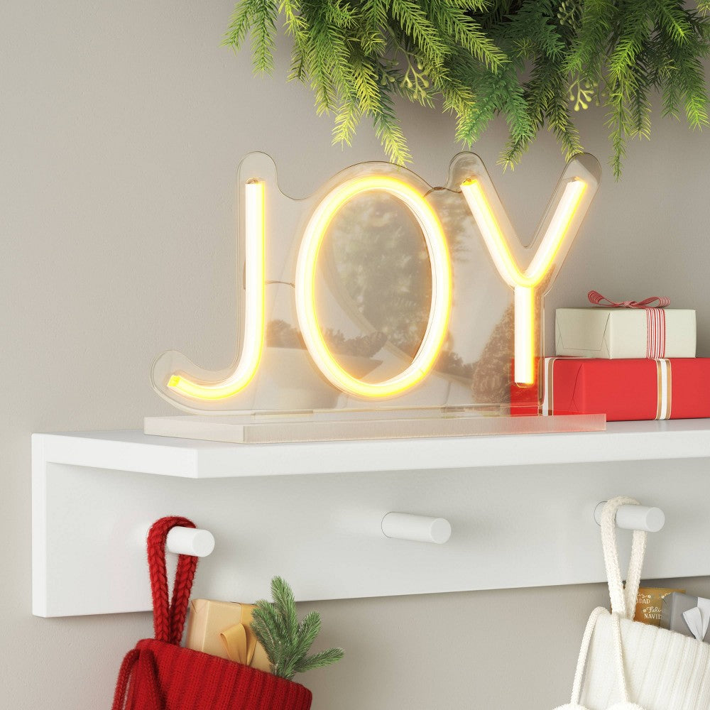 10.7"x5.51" Christmas Joy Neon Acrylic Stand USB Powered - Wondershop