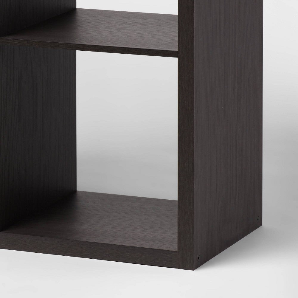 8 Cube Organizer Black Oak - Brightroom: Wood Laminate Bookshelf, 4 Shelves, 8 Cubbies, 57.8" H, 30" W, 14.6" D (LOCAL PICKUP ONLY)