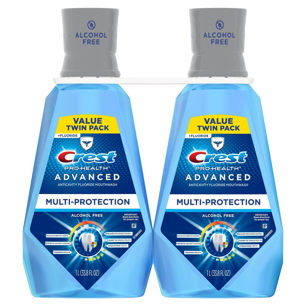 Crest Pro-Health Advanced Anticavity Fluoride Mouthwash - Fresh Mint - 2pk/33.8 fl oz Each