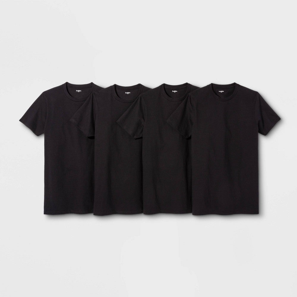 Men's 4pk Crew-Neck T-Shirt - Goodfellow and Co- Black, LG *ADD 3 TO YOUR CART & 1 IS FREE!*