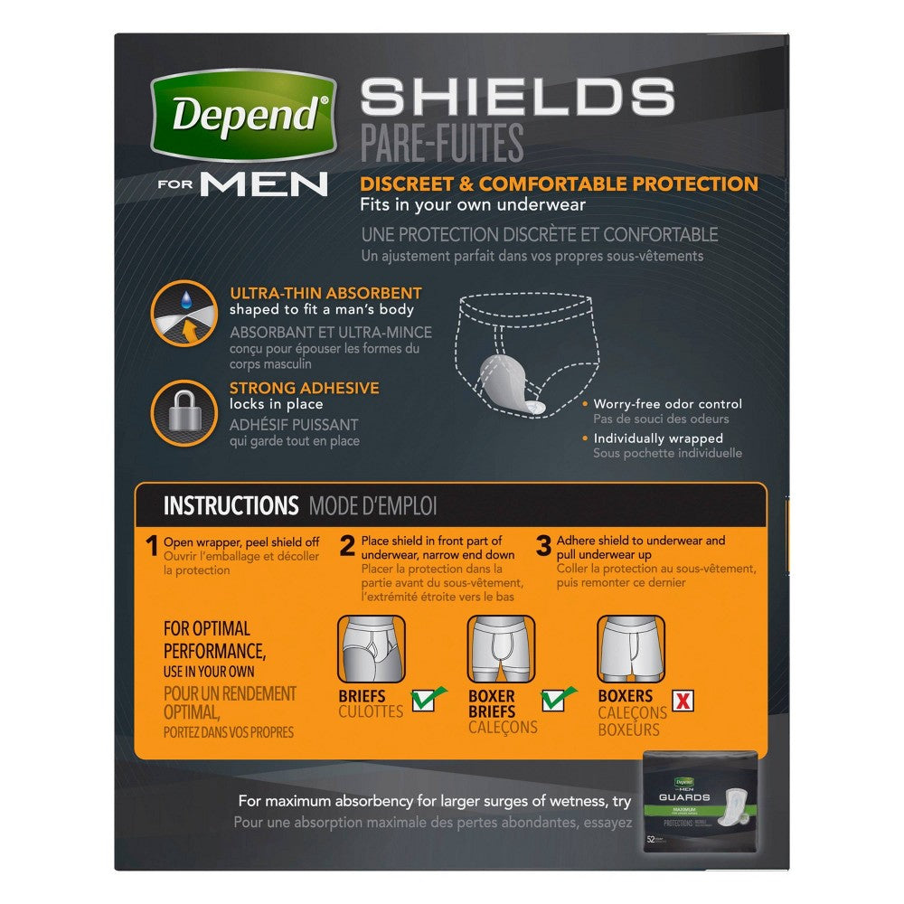 Depend Incontinence Shields -  Pads for Men -  Light Absorbency -  58ct