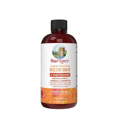 MaryRuth's Liquid Morning Vegan Multivitamin + Hair Growth - Peach Mango - 15.2oz