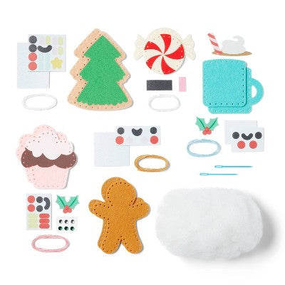 Christmas Craft Sew-Your-Own Treats Ornaments Kit - Mondo Llama: DIY Art Kit, Includes Needle, Felt, Sequins, Ages 6+