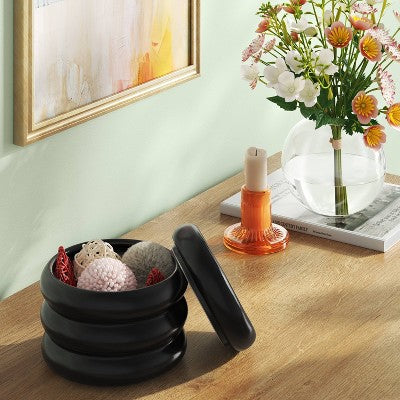 Bubble Lidded Box Black - Room Essentials