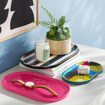 3pk Melamine Trays Black/Pink - Room Essentials