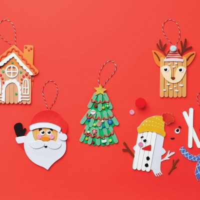 Christmas Craft Stick Character Kit - Mondo Llama: DIY Art Kit, Holiday Theme, Ages 6+, Includes Pom Poms & Googly Eyes