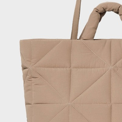 Kate Tote Handbag - A New Day Brown: Double Shoulder Handles, Magnetic Closure, Recycled Nylon, 24.5" Strap Length