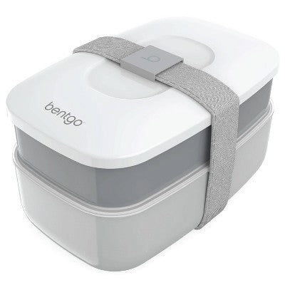 Bentgo Classic All-in-One Stackable Lunch Box Container with Built in Flatware - Gray