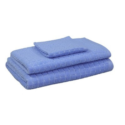 6pc Bath Towel Set Light Blue Checkered Daisy - Kapoor Home