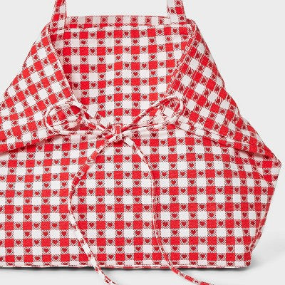 Americana Heart Gingham Canvas Tote Bag - Wild Fable Red