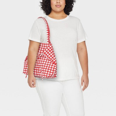 Americana Heart Gingham Canvas Tote Bag - Wild Fable Red
