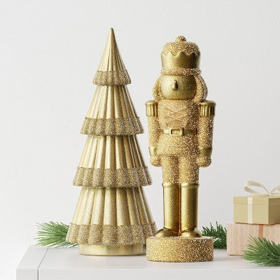 11.5" Christmas Gold Nutcracker with Glittered Finish - Wondershop