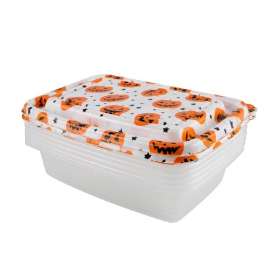 Cook With Color 6pc Halloween Pumpkin Print Rectangle Food Storage Container Set
