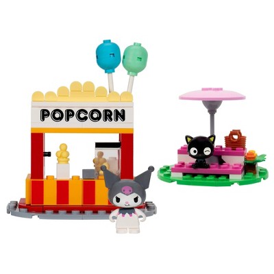 Hello Kitty Small Set & 2.2" Buildable Figure BLDR Sanrio Small Set - Popcorn Booth With Chococat & Kuromi