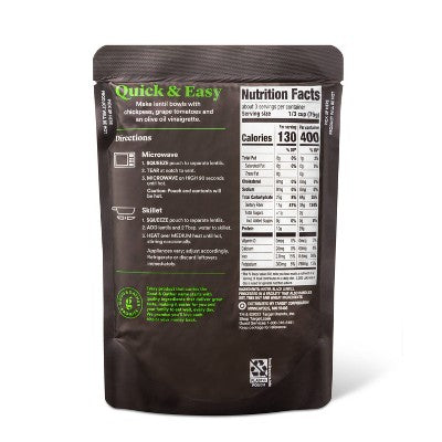 90 Second Black Lentils Microwavable Pouch - 8oz - Good & Gather