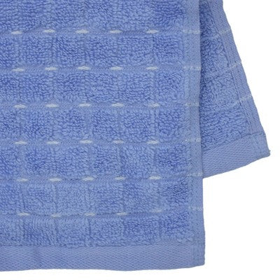 6pc Bath Towel Set Light Blue Checkered Daisy - Kapoor Home
