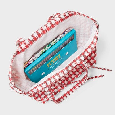 Americana Heart Gingham Canvas Tote Bag - Wild Fable Red