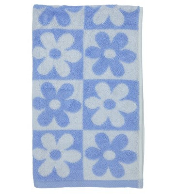6pc Bath Towel Set Light Blue Checkered Daisy - Kapoor Home
