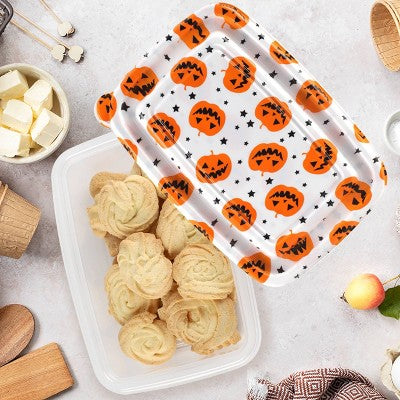 Cook With Color 6pc Halloween Pumpkin Print Rectangle Food Storage Container Set
