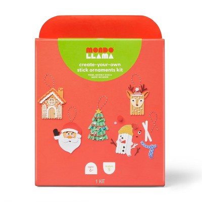 Christmas Craft Stick Character Kit - Mondo Llama: DIY Art Kit, Holiday Theme, Ages 6+, Includes Pom Poms & Googly Eyes