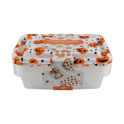 Cook With Color 6pc Halloween Pumpkin Print Rectangle Food Storage Container Set