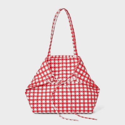 Americana Heart Gingham Canvas Tote Bag - Wild Fable Red