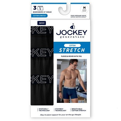 Jockey Generation Men's Active Cotton 3pk Briefs - Black XL
