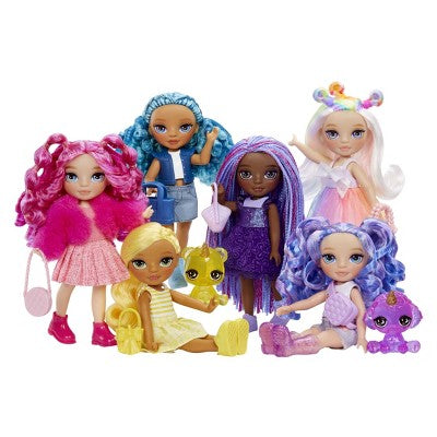 Rainbow High Littles Sapphire Bradshaw Blue 5.5" Posable Small Doll with Purse Magical Pet Yeti: Removable Clothes, Curly Hair, Articulated