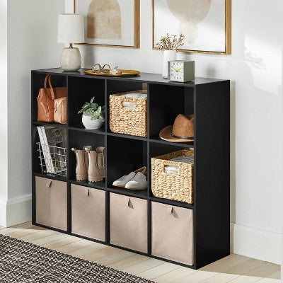 11" 12-Cube Book Shelf Black - Brightroom (LOCAL PICKUP ONLY)