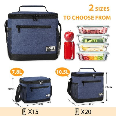 Tirrinia Insulated Small Lunch Bag with Adjustable Shoulder Strap, Leakproof Reusable Lunch Cooler Bag with Front Zip Pocket, Portable Lunch Boxs