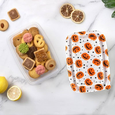 Cook With Color 6pc Halloween Pumpkin Print Rectangle Food Storage Container Set