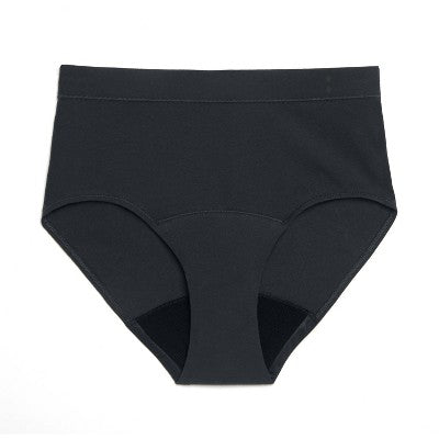 Thinx for All Women's Everyday Comfort Hi-Waist Leakproof Period Briefs - Black XL: Cotton Gusset, Machine Washable, Solid Pattern