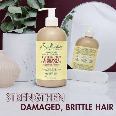 SheaMoisture Shampoo & Conditioner Bundle for Damaged Hair, 100% Pure Jamaican Black Castor Oil - 26oz/2pk