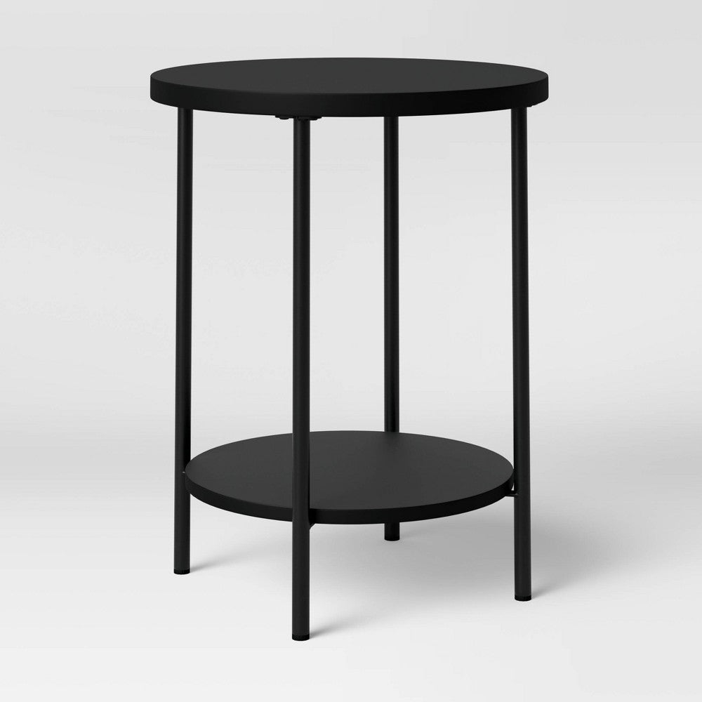 Wood and Metal Round End Table Black - Room Essentials™ (LOCAL PICKUP ONLY)