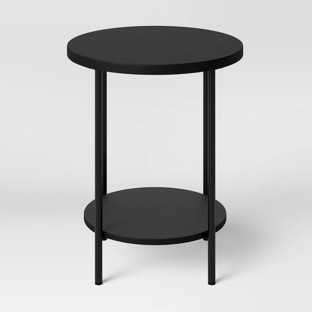 Wood and Metal Round End Table Black - Room Essentials™ (LOCAL PICKUP ONLY)