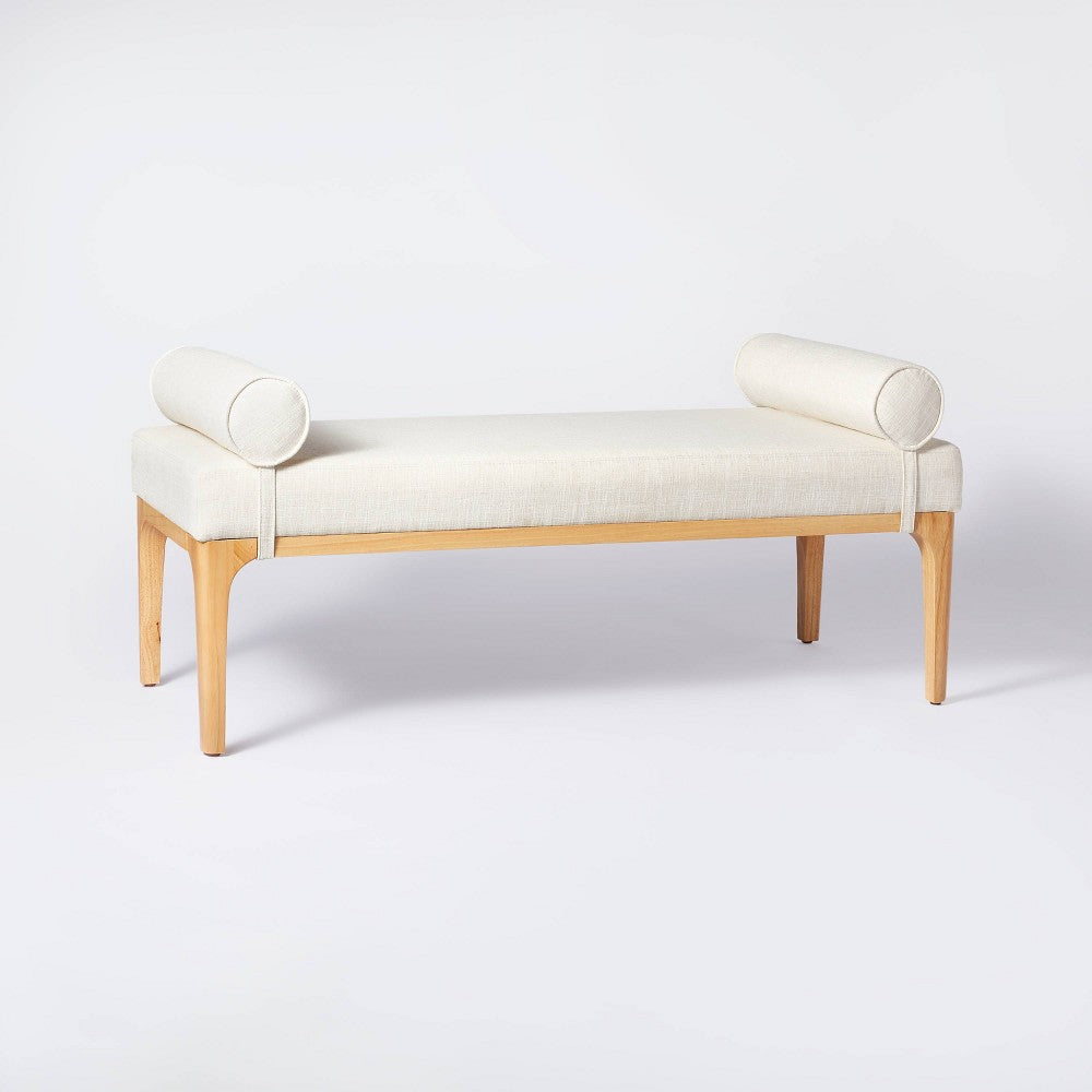 Randolph Bench with Bolster Pillows Linen (FA) - Threshold™ designed with Studio McGee (LOCAL PICKUP ONLY)
