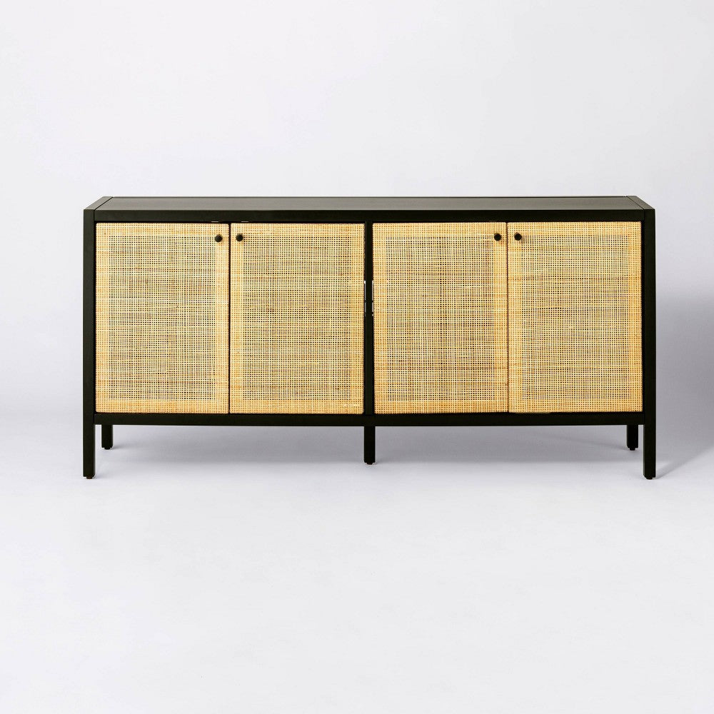 Springville Caned Door TV Stand for TVs up to 60" Black - Threshold™ designed with Studio McGee (LOCAL PICKUP ONLY)