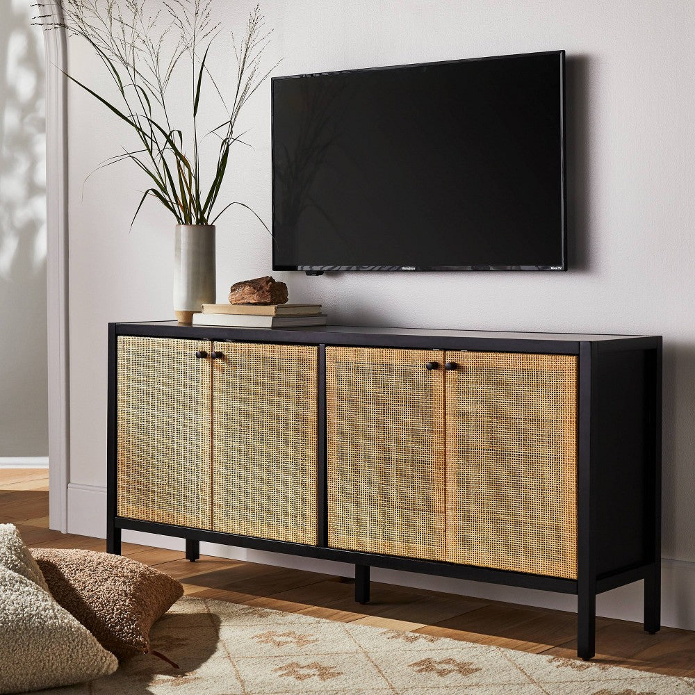 Springville Caned Door TV Stand for TVs up to 60" Black - Threshold™ designed with Studio McGee (LOCAL PICKUP ONLY)