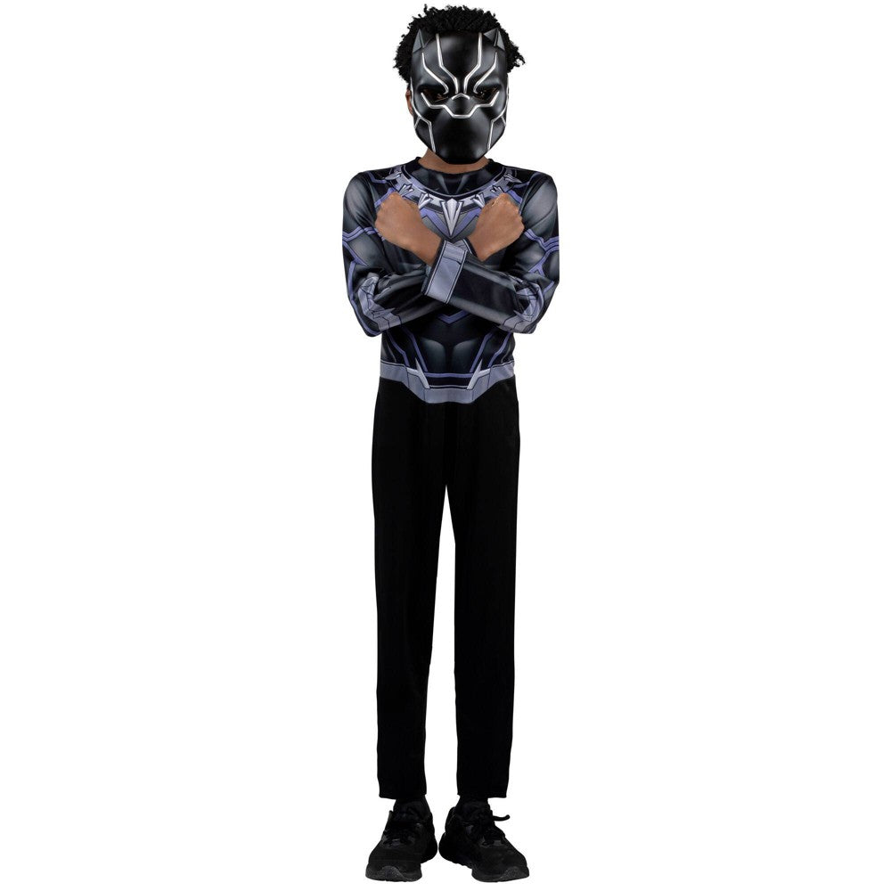 Kids' Black Panther Halloween Costume Jumpsuit with Mask L