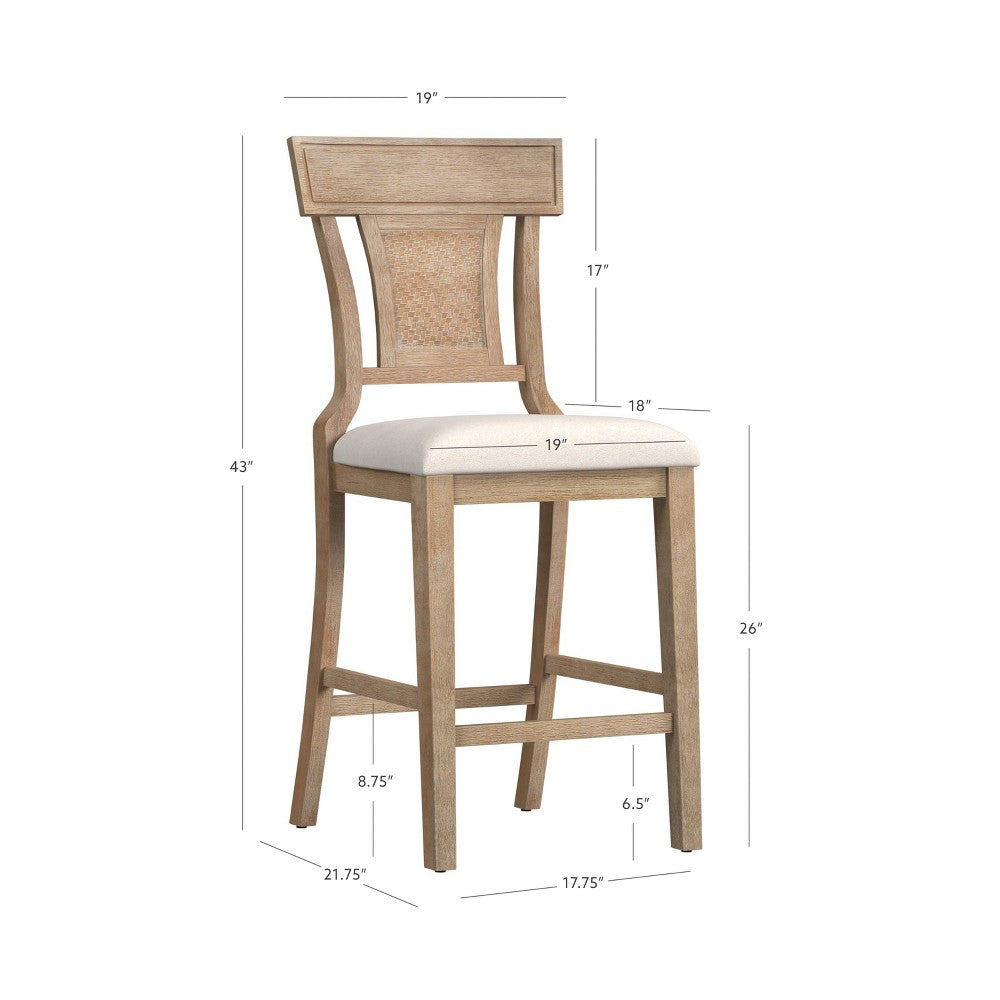 Rylan Handwoven Back Counter Height Barstool Natural - Linon (LOCAL PICKUP ONLY)