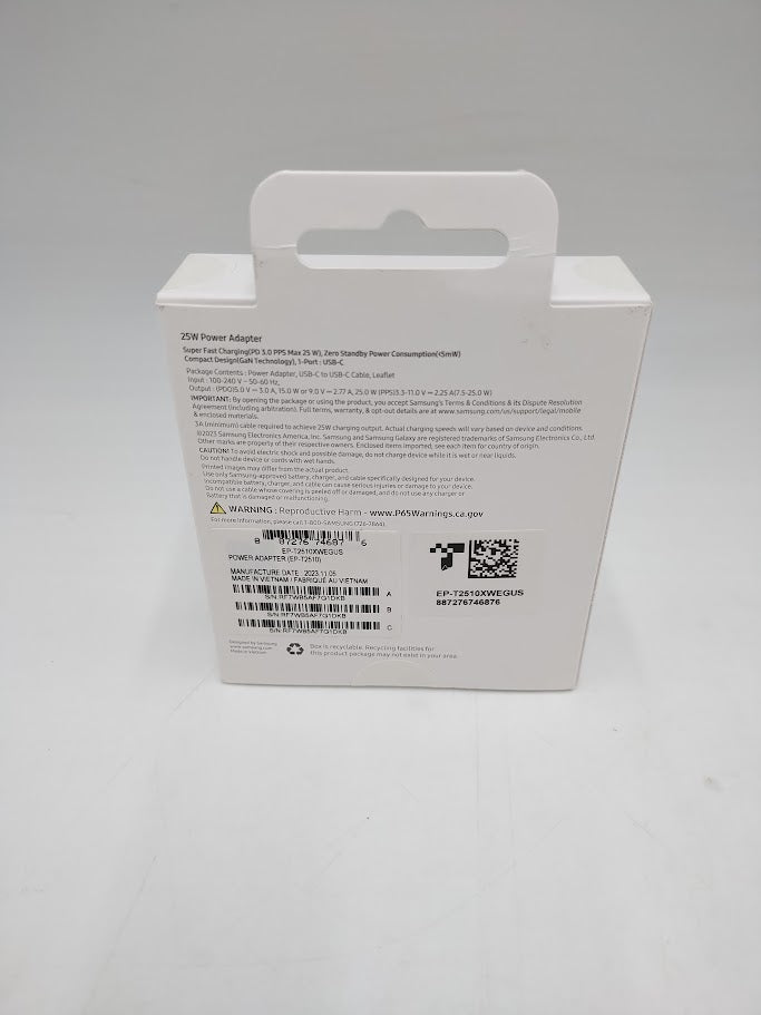 Samsung 25W Super Fast USB-C Wall Charger with USB-C Cable - White