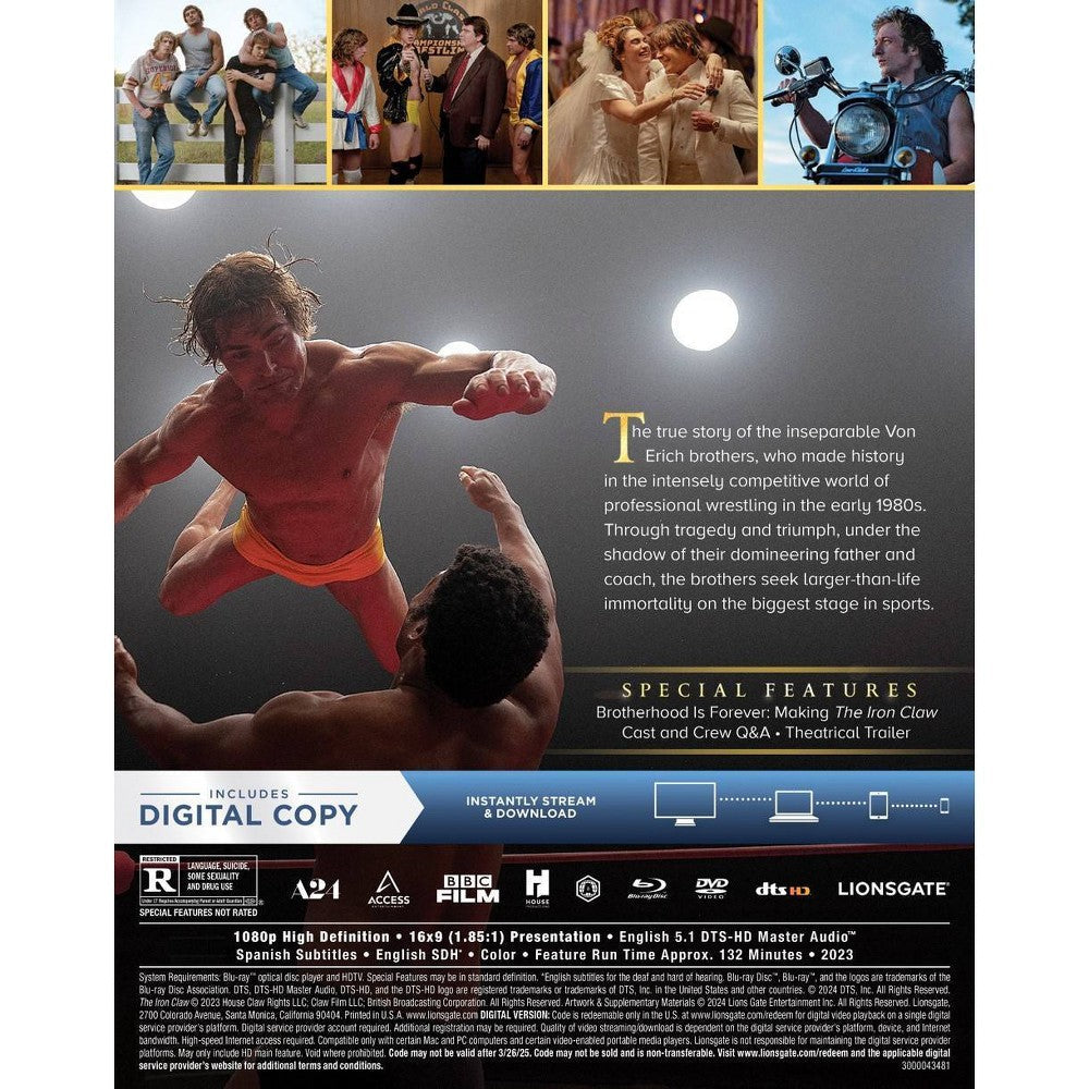 The Iron Claw (Blu-ray + DVD + Digital) *ADD 3 TO YOUR CART & 1 IS FREE!*