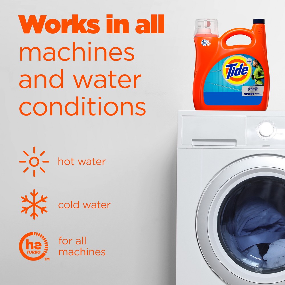 Tide Plus Febreze Sport Active Fresh High Efficiency Liquid Laundry Detergent Soap - 149 fl oz